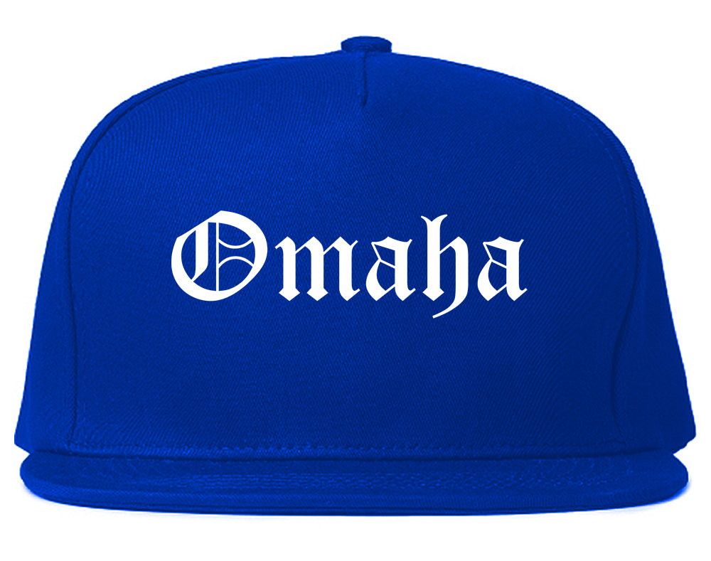 Omaha Nebraska NE Old English Mens Snapback Hat Royal Blue
