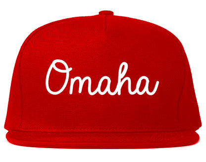 Omaha Nebraska NE Script Mens Snapback Hat Red