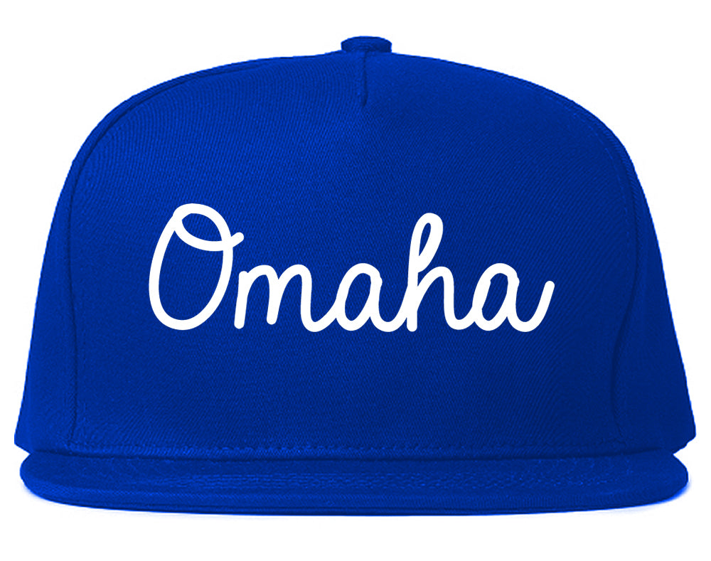 Omaha Nebraska NE Script Mens Snapback Hat Royal Blue