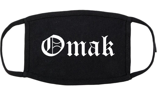 Omak Washington WA Old English Cotton Face Mask Black