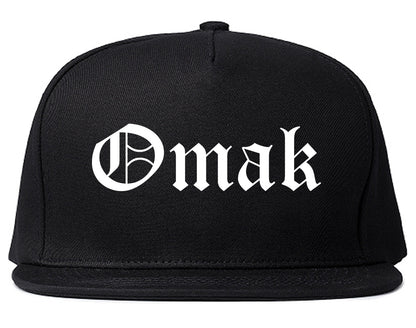 Omak Washington WA Old English Mens Snapback Hat Black