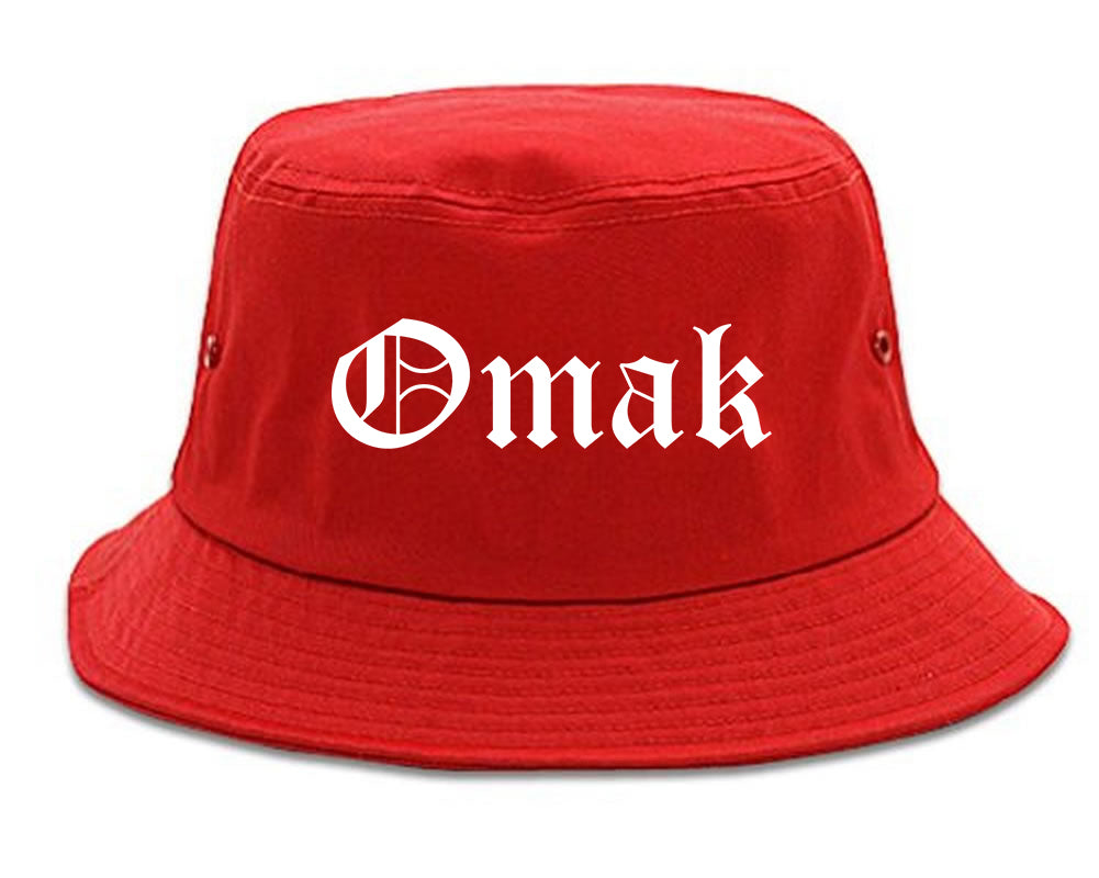 Omak Washington WA Old English Mens Bucket Hat Red