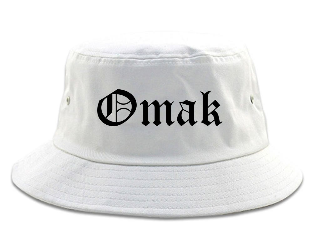 Omak Washington WA Old English Mens Bucket Hat White