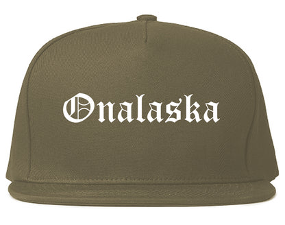 Onalaska Wisconsin WI Old English Mens Snapback Hat Grey