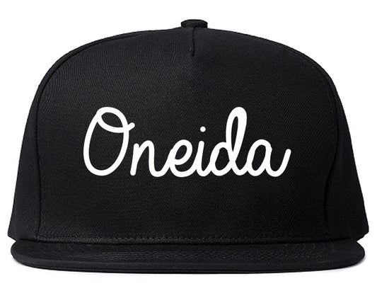 Oneida New York NY Script Mens Snapback Hat Black