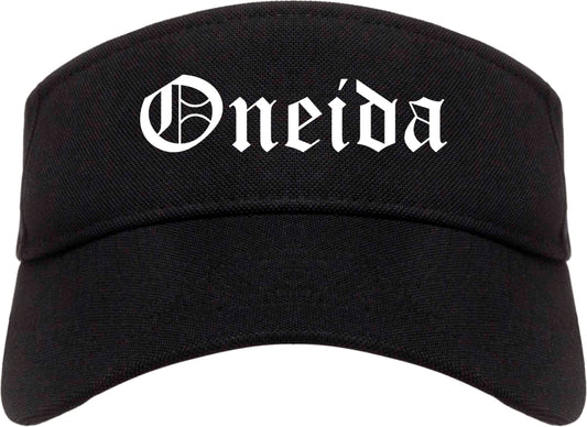 Oneida New York NY Old English Mens Visor Cap Hat Black