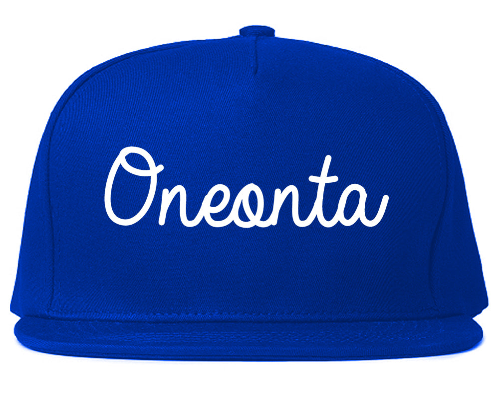 Oneonta Alabama AL Script Mens Snapback Hat Royal Blue
