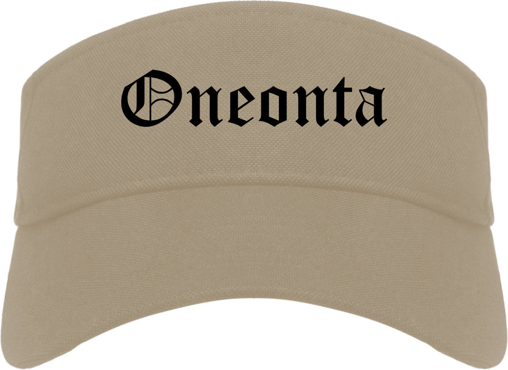 Oneonta Alabama AL Old English Mens Visor Cap Hat Khaki