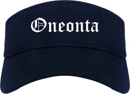 Oneonta Alabama AL Old English Mens Visor Cap Hat Navy Blue