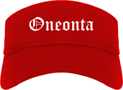 Oneonta Alabama AL Old English Mens Visor Cap Hat Red
