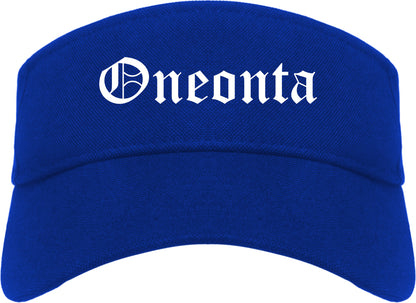 Oneonta Alabama AL Old English Mens Visor Cap Hat Royal Blue