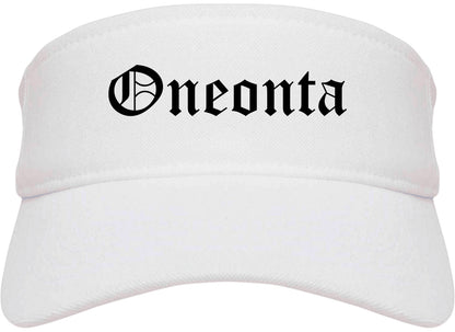 Oneonta Alabama AL Old English Mens Visor Cap Hat White