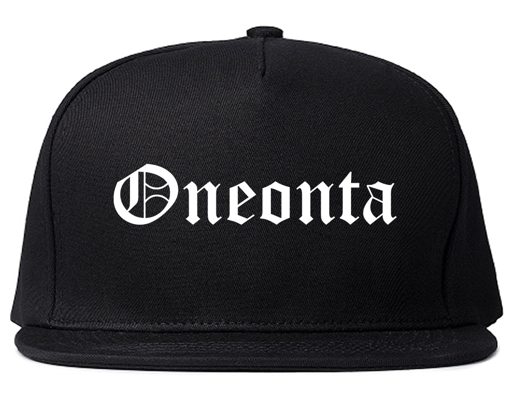 Oneonta New York NY Old English Mens Snapback Hat Black