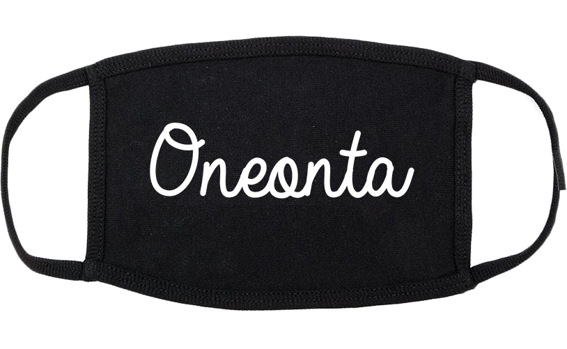 Oneonta New York NY Script Cotton Face Mask Black