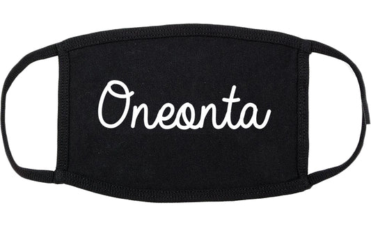 Oneonta New York NY Script Cotton Face Mask Black