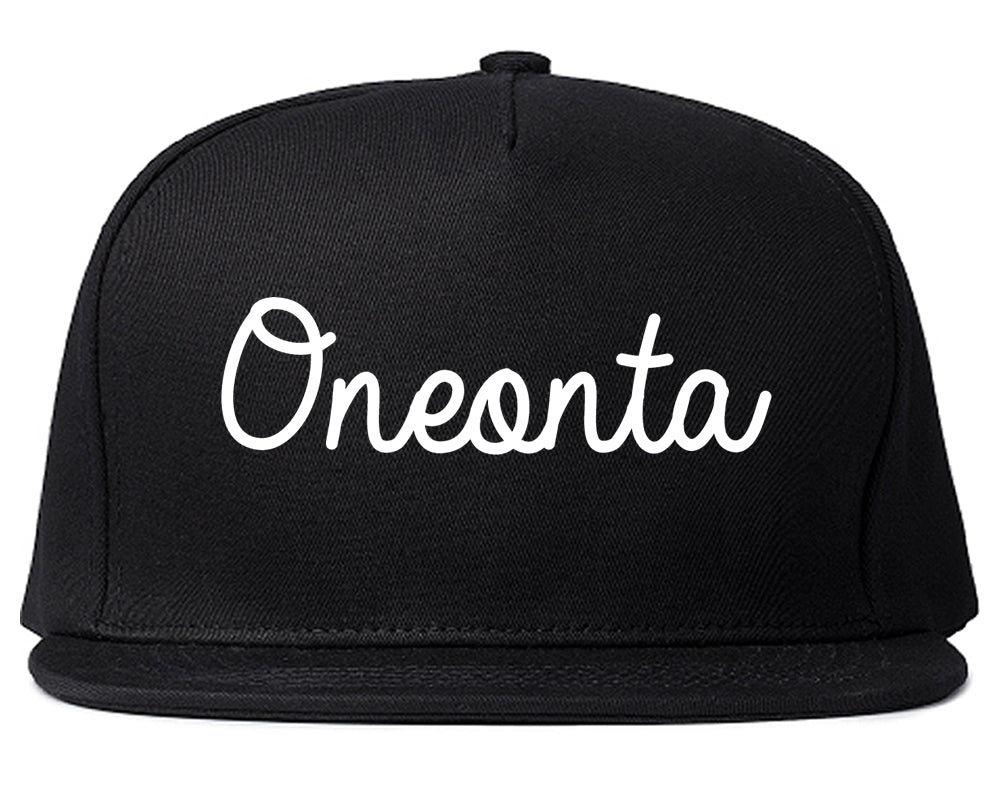 Oneonta New York NY Script Mens Snapback Hat Black