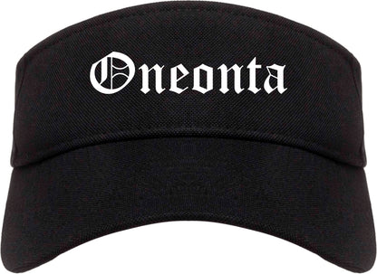 Oneonta New York NY Old English Mens Visor Cap Hat Black