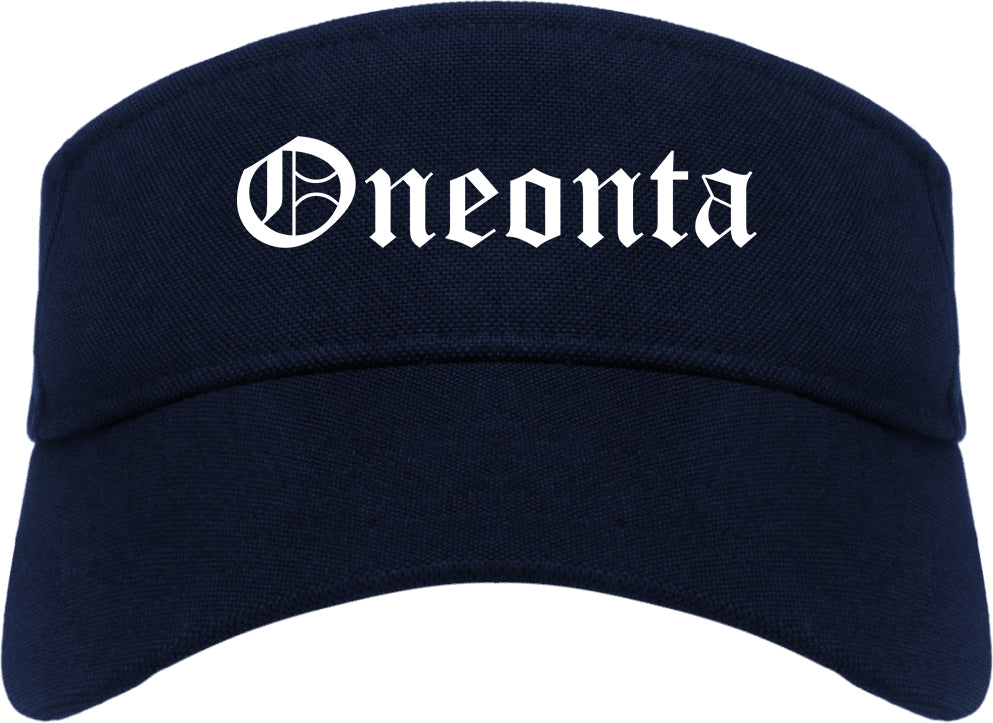 Oneonta New York NY Old English Mens Visor Cap Hat Navy Blue