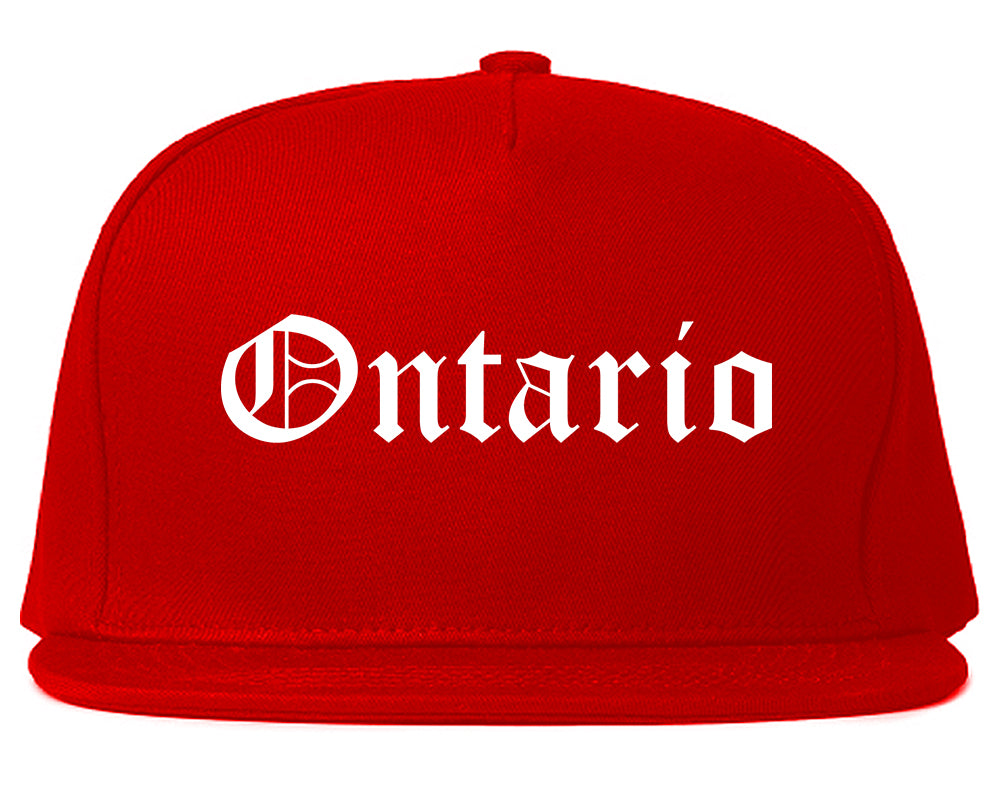 Ontario California CA Old English Mens Snapback Hat Red