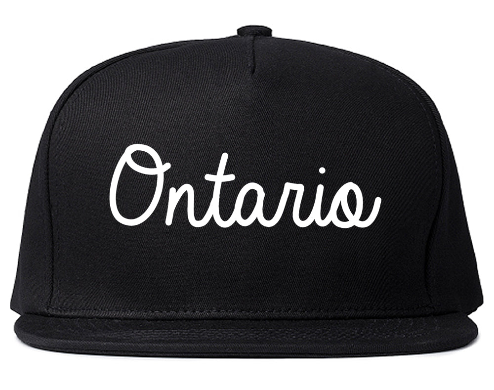Ontario California CA Script Mens Snapback Hat Black