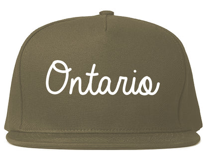 Ontario California CA Script Mens Snapback Hat Grey