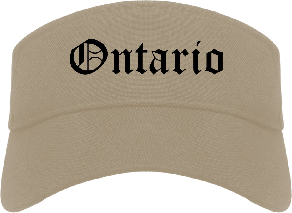 Ontario California CA Old English Mens Visor Cap Hat Khaki