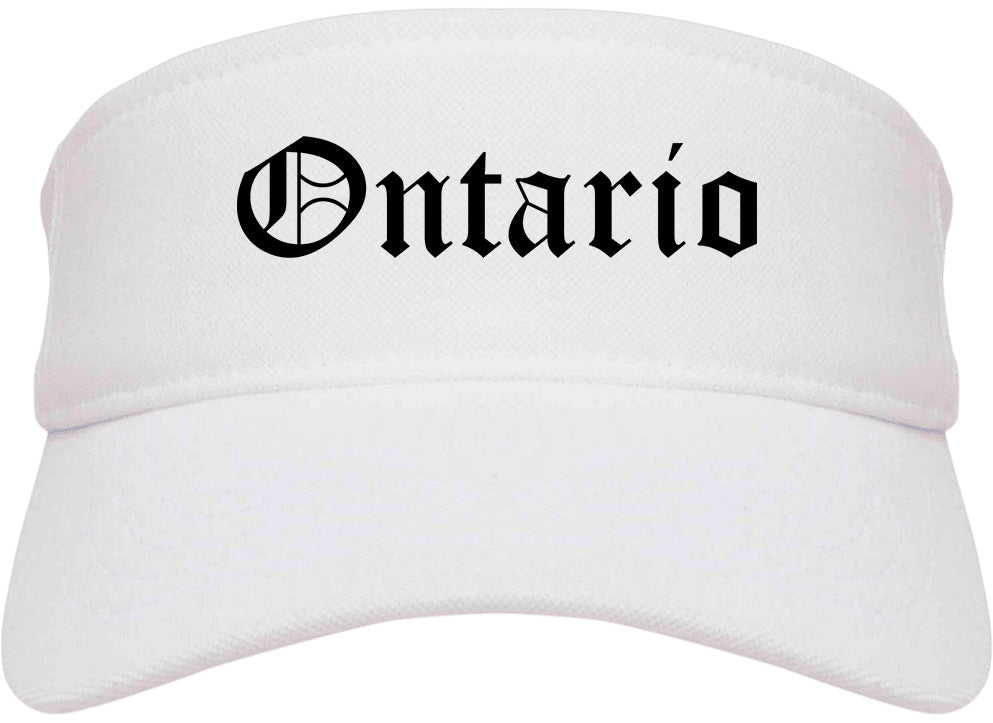 Ontario California CA Old English Mens Visor Cap Hat White