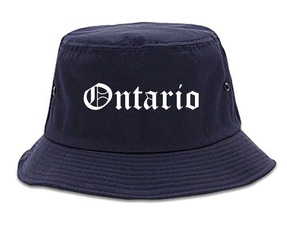 Ontario Ohio OH Old English Mens Bucket Hat Navy Blue
