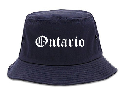 Ontario Ohio OH Old English Mens Bucket Hat Navy Blue