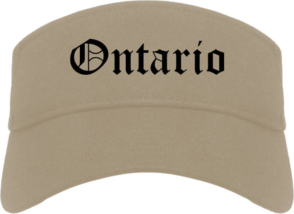 Ontario Ohio OH Old English Mens Visor Cap Hat Khaki