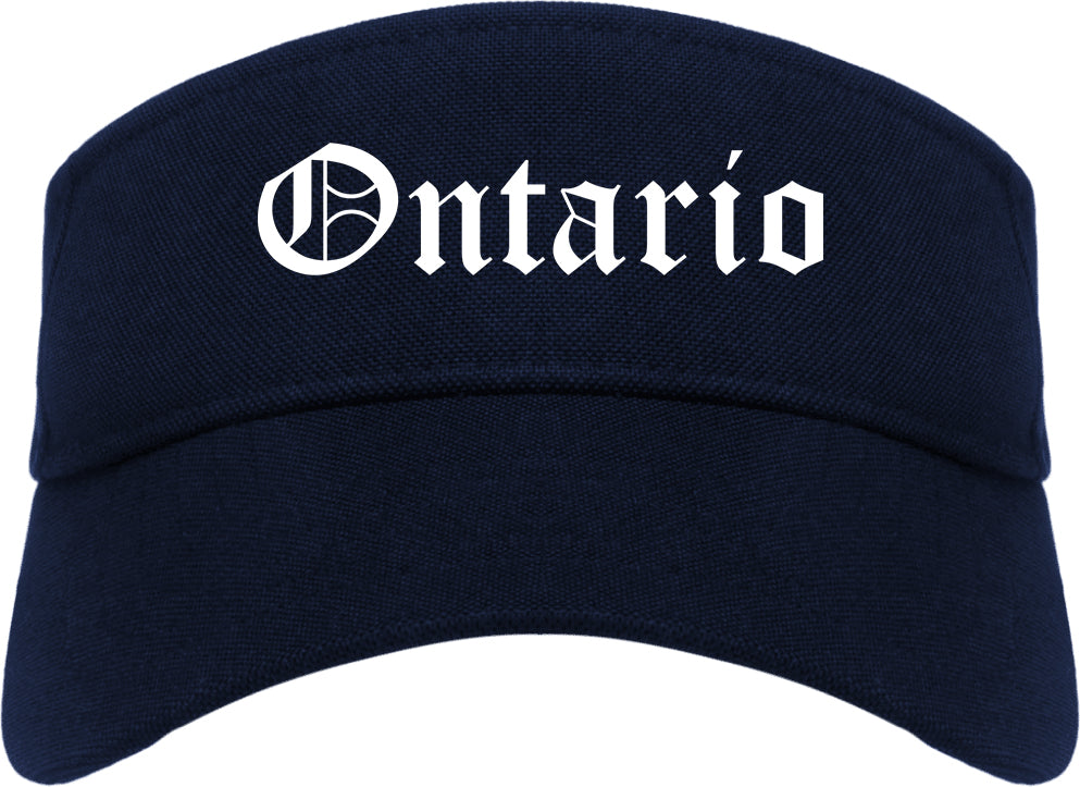 Ontario Ohio OH Old English Mens Visor Cap Hat Navy Blue