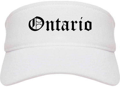 Ontario Ohio OH Old English Mens Visor Cap Hat White