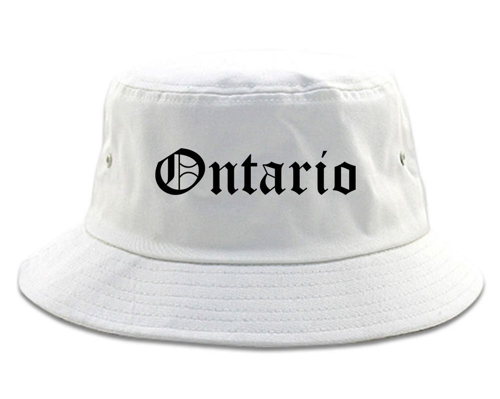 Ontario Ohio OH Old English Mens Bucket Hat White