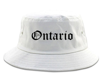 Ontario Ohio OH Old English Mens Bucket Hat White