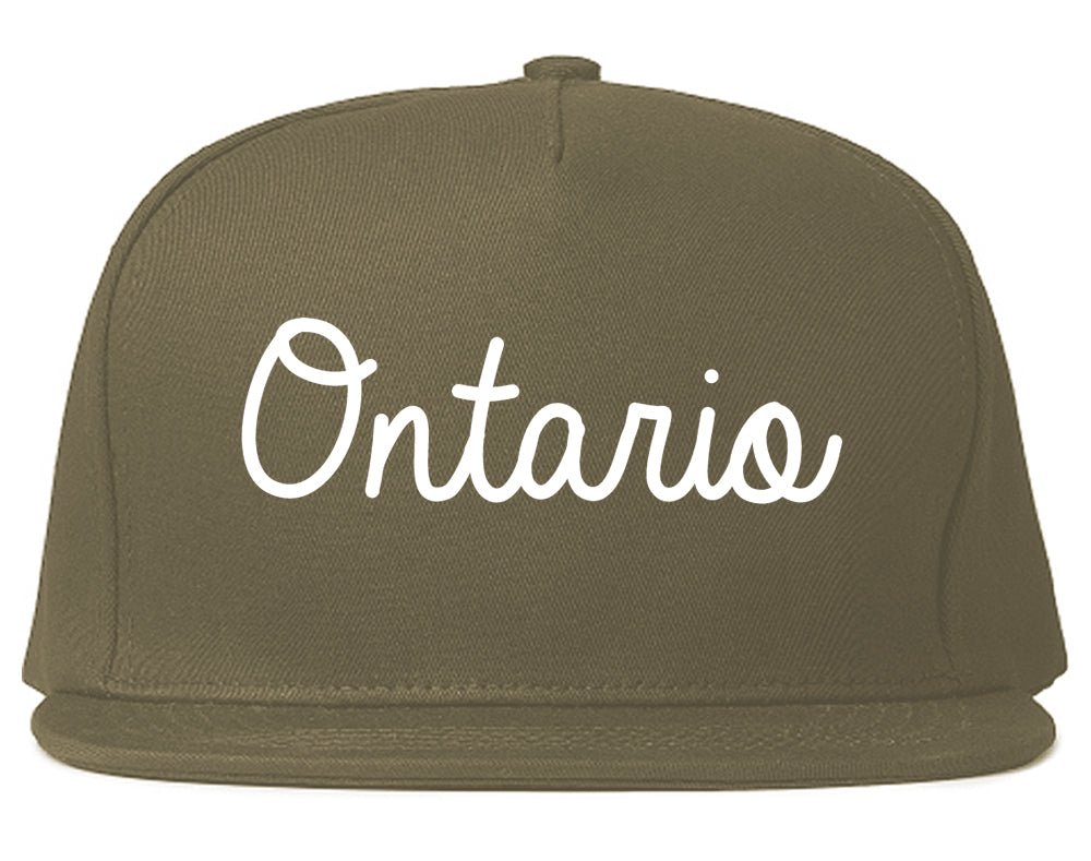 Ontario Oregon OR Script Mens Snapback Hat Grey