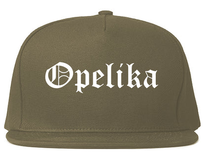 Opelika Alabama AL Old English Mens Snapback Hat Grey