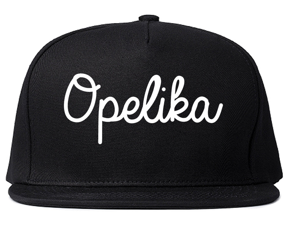 Opelika Alabama AL Script Mens Snapback Hat Black