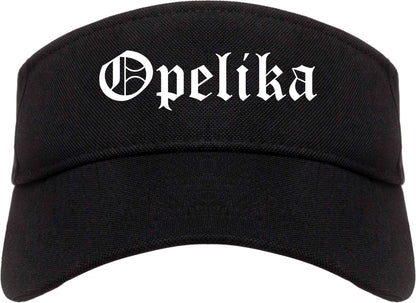Opelika Alabama AL Old English Mens Visor Cap Hat Black