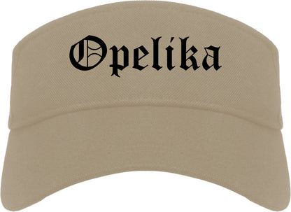 Opelika Alabama AL Old English Mens Visor Cap Hat Khaki