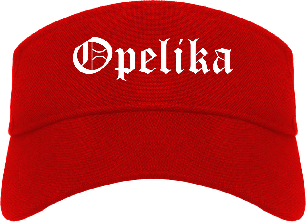 Opelika Alabama AL Old English Mens Visor Cap Hat Red