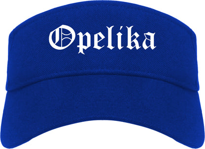 Opelika Alabama AL Old English Mens Visor Cap Hat Royal Blue