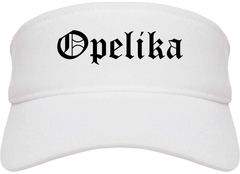 Opelika Alabama AL Old English Mens Visor Cap Hat White