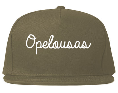Opelousas Louisiana LA Script Mens Snapback Hat Grey