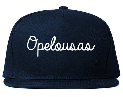 Opelousas Louisiana LA Script Mens Snapback Hat Navy Blue
