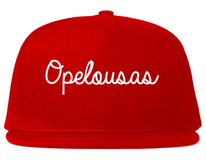 Opelousas Louisiana LA Script Mens Snapback Hat Red