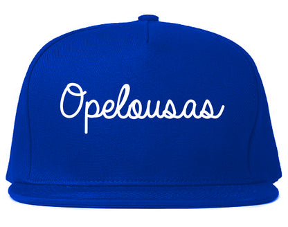 Opelousas Louisiana LA Script Mens Snapback Hat Royal Blue
