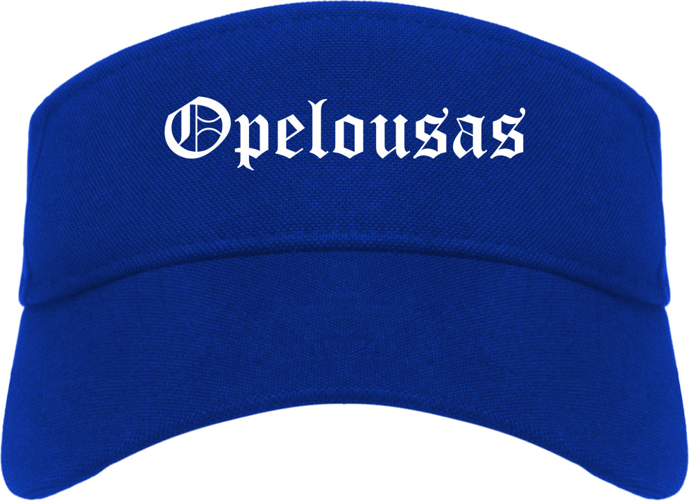 Opelousas Louisiana LA Old English Mens Visor Cap Hat Royal Blue