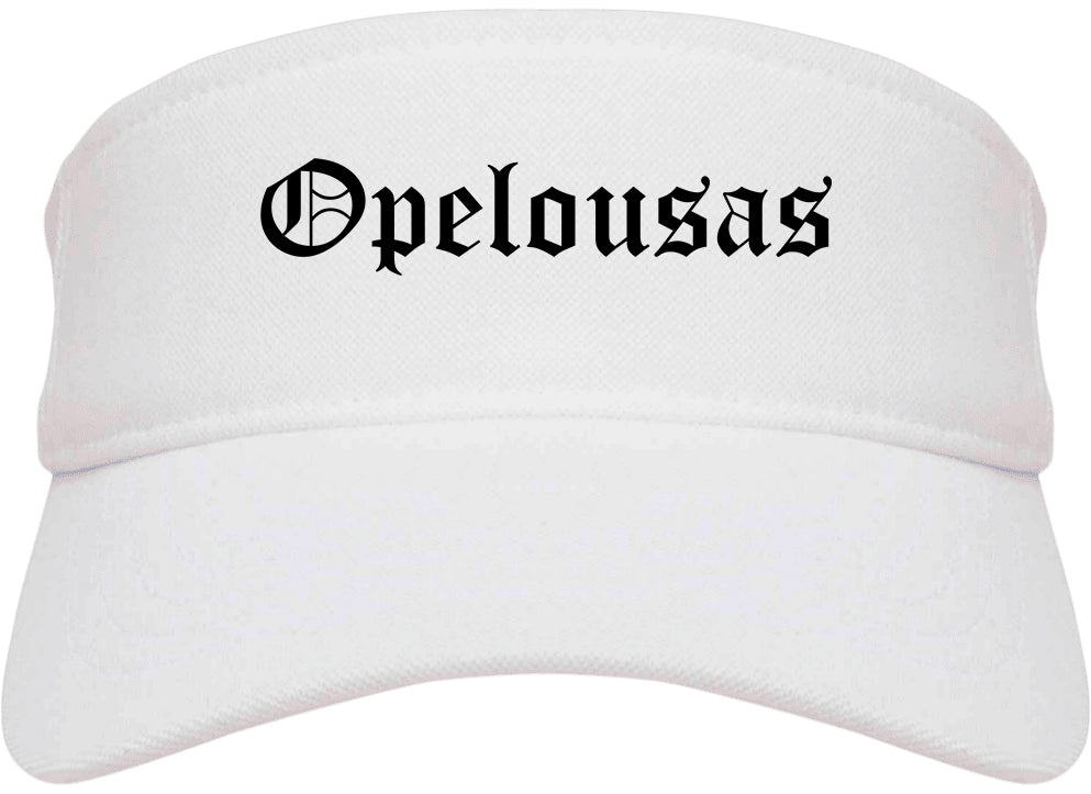 Opelousas Louisiana LA Old English Mens Visor Cap Hat White