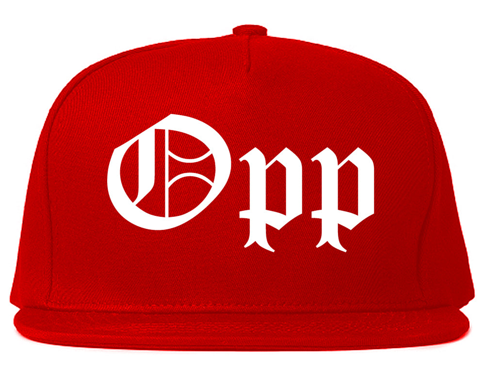 Opp Alabama AL Old English Mens Snapback Hat Red