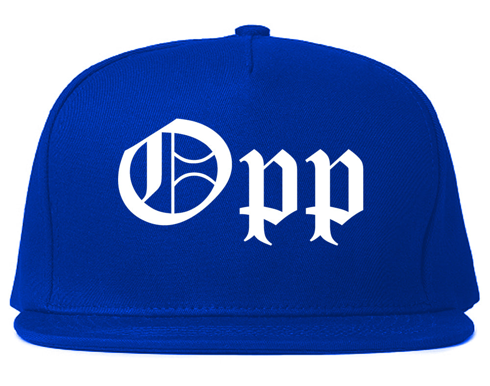 Opp Alabama AL Old English Mens Snapback Hat Royal Blue